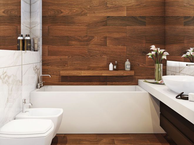 Плитка под дерево в ванной Плитка под дерево в ванной