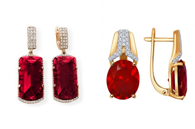 золотые серьги с рубином золотые серьги с рубином