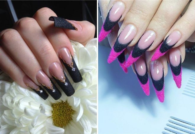 бархатный маникюр на длинных ногтях бархатный маникюр на длинных ногтях