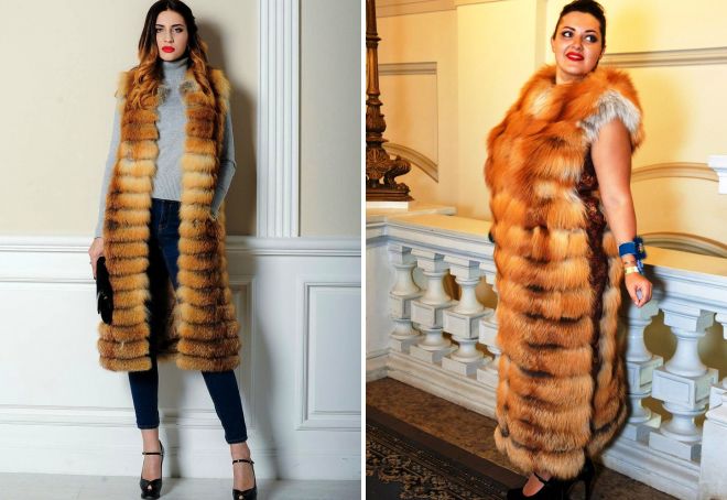 длинная жилетка из лисы длинная жилетка из лисы