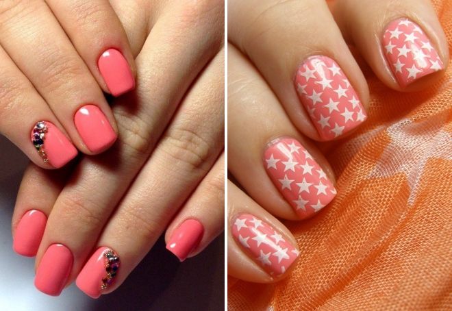 коралловый маникюр на короткие ногти коралловый маникюр на короткие ногти