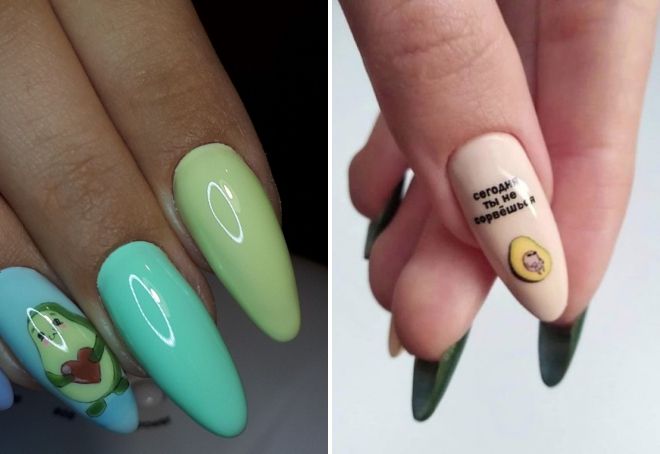 маникюр на длинные ногти с авокадо маникюр на длинные ногти с авокадо