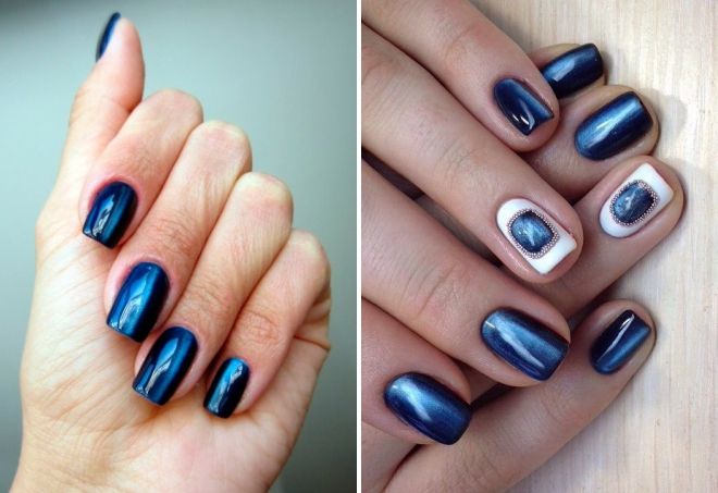 синий маникюр кошачий глаз синий маникюр кошачий глаз