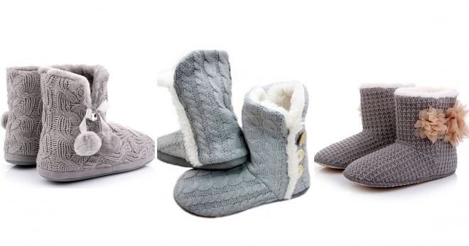 Вязаные домашние угги серые Вязаные домашние угги серые