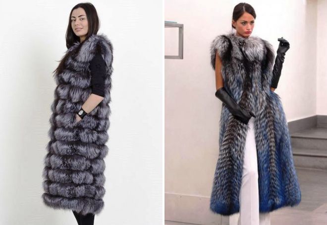 длинная жилетка из чернобурки длинная жилетка из чернобурки