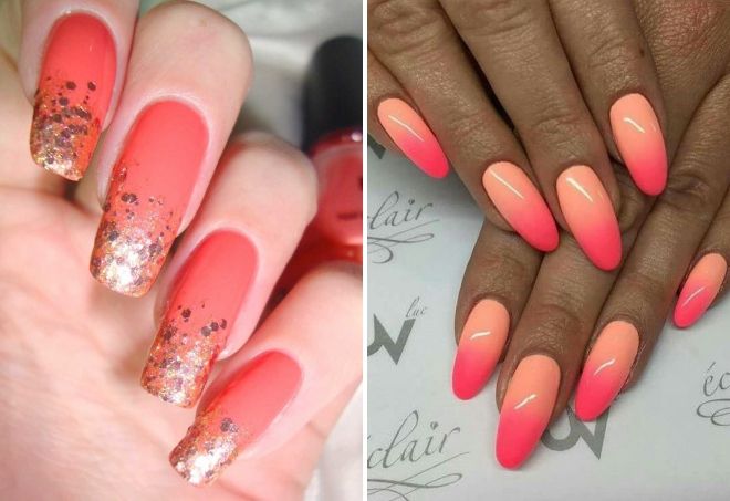 коралловый маникюр на длинные ногти коралловый маникюр на длинные ногти