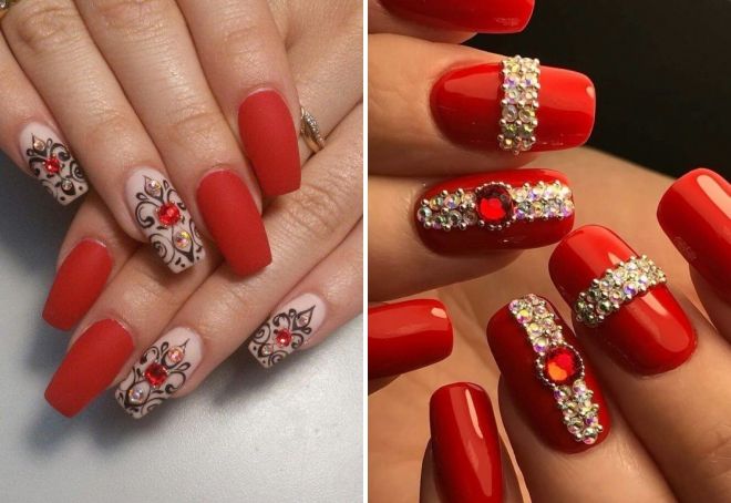 красный маникюр со стразами на длинные ногти красный маникюр со стразами на длинные ногти