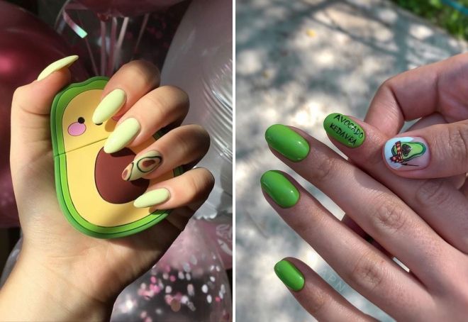 маникюр с авокадо на миндальных ногтях маникюр с авокадо на миндальных ногтях