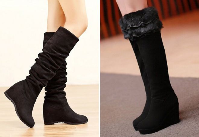 замшевые сапоги на танкетке замшевые сапоги на танкетке