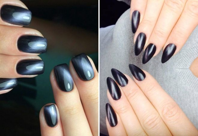 черный маникюр кошачий глаз черный маникюр кошачий глаз
