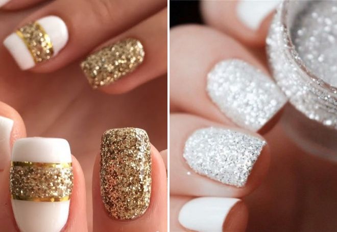 идеи маникюра с белыми блестками идеи маникюра с белыми блестками