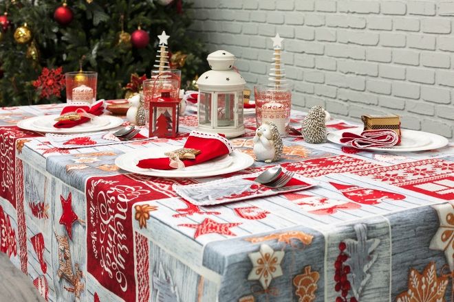 новогодняя скатерть из рогожки новогодняя скатерть из рогожки