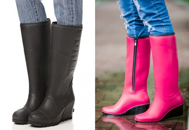 резиновые сапоги на танкетке резиновые сапоги на танкетке