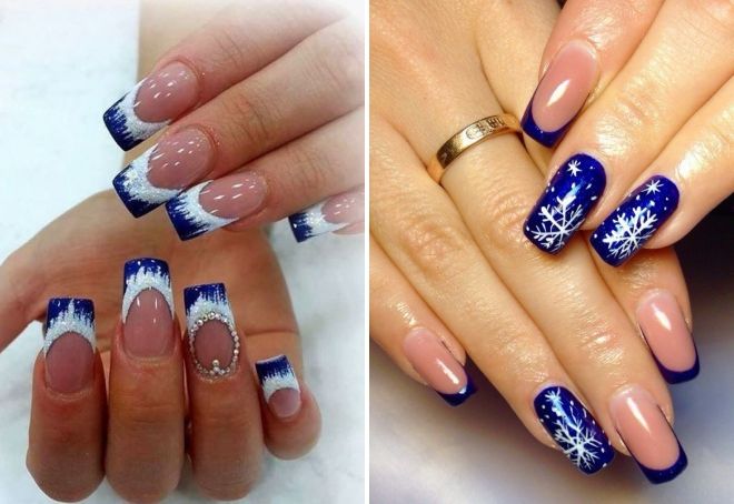 синий новогодний френч синий новогодний френч