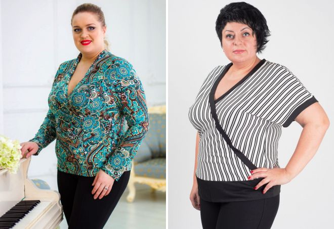 блузки с запахом для полных женщин блузки с запахом для полных женщин