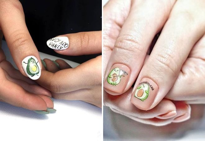 мультяшные ногти с авокадо мультяшные ногти с авокадо
