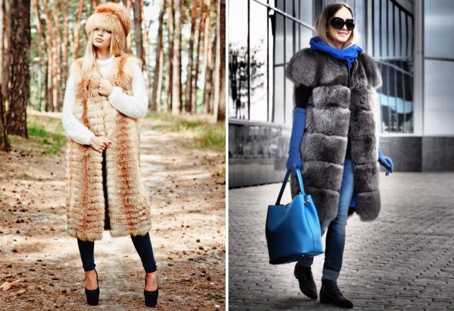 с чем носить длинную меховую жилетку с чем носить длинную меховую жилетку
