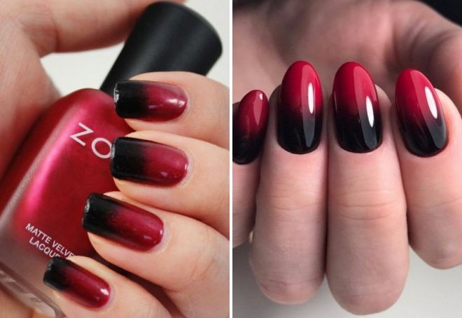 черно красный маникюр градиент черно красный маникюр градиент