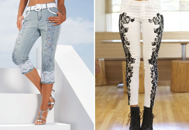 короткие джинсы с кружевом короткие джинсы с кружевом