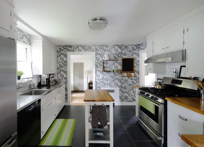 кухня с черным полом кухня с черным полом