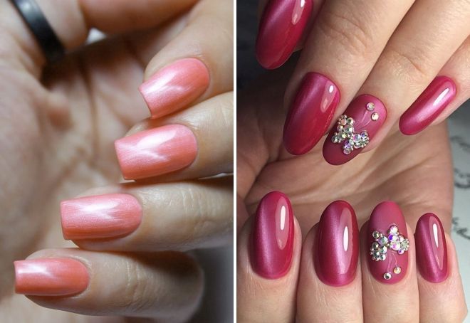 розовый маникюр кошачий глаз розовый маникюр кошачий глаз