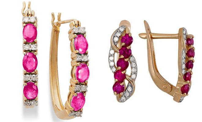 серьги дорожка с рубинами серьги дорожка с рубинами