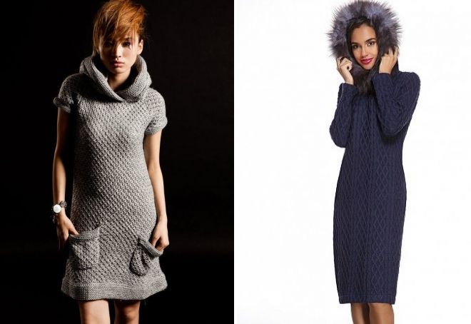 вязаное платье с капюшоном вязаное платье с капюшоном