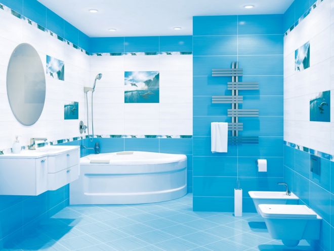Голубая плитка для ванной Голубая плитка для ванной