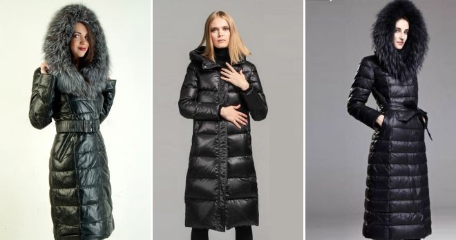 Пуховик из экокожи длинный Пуховик из экокожи длинный