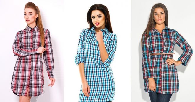 Рубашка-туника в клетку Рубашка-туника в клетку