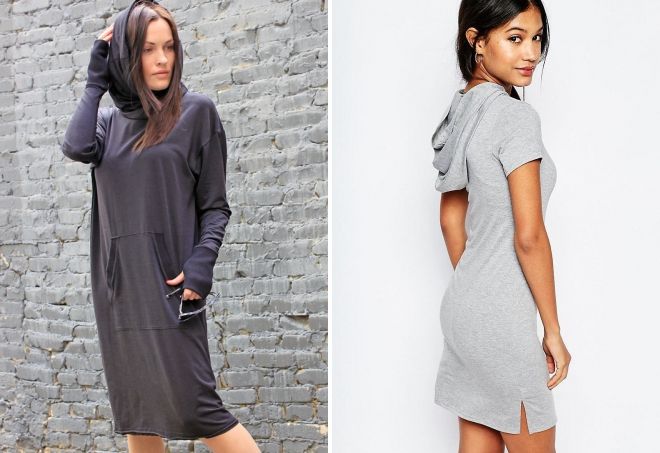 трикотажное платье с капюшоном трикотажное платье с капюшоном