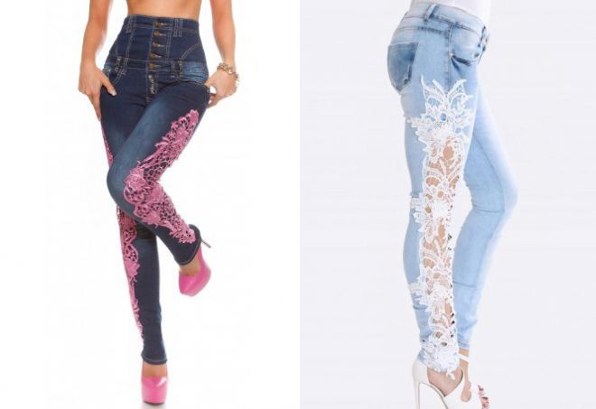 высокие джинсы с кружевом высокие джинсы с кружевом