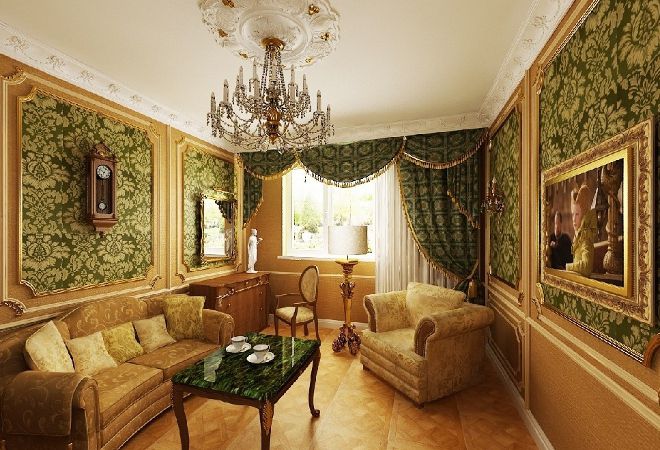 Обои в стиле барокко в интерьере