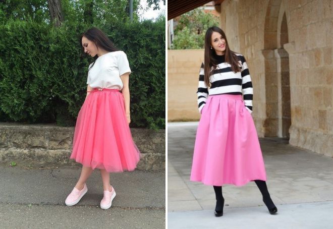 с чем носить розовую юбку