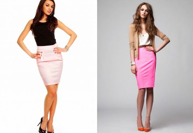 розовая юбка карандаш