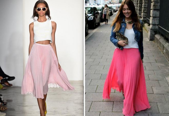 розовая юбка плиссе