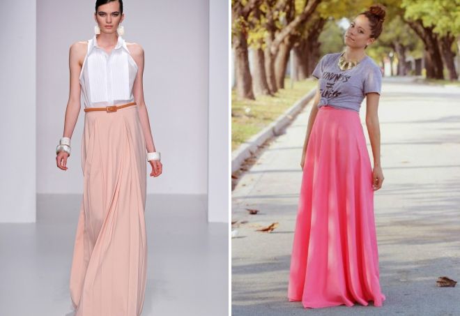 розовые юбки в пол