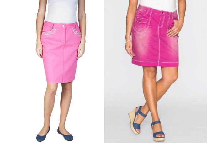 розовая джинсовая юбка