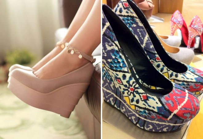 женские туфли на танкетке