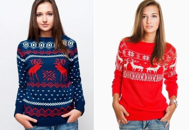 женский свитер с оленями 1